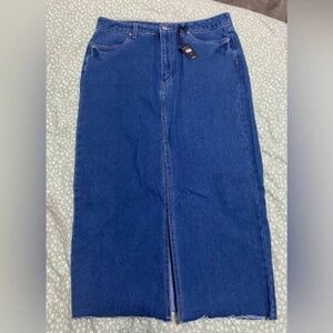 long dark denim skirt